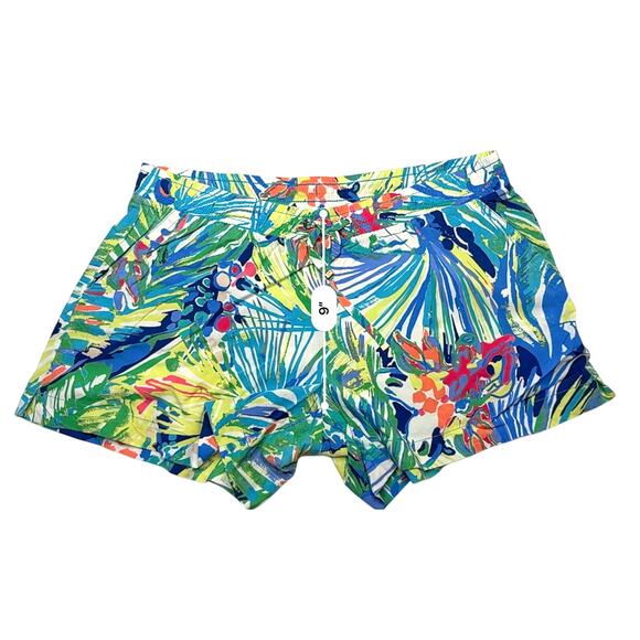 Lilly Pulitzer Bright Drawstring Katia‎ Green Blue Lounge Shorts LARGE Colorful - Picture 6 of 10